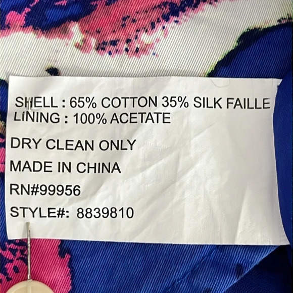 Shoshanna Silk Blend Sleeveless Peplum Hem Floral Dress in Blue - Size 2 - Picture 6 of 6